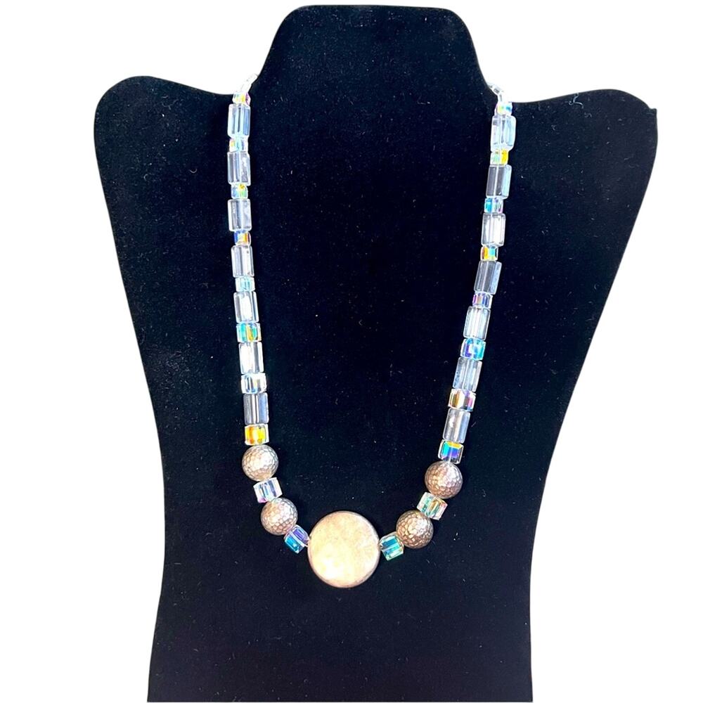 Vintage Austrian Crystal & Silver Bead Necklace